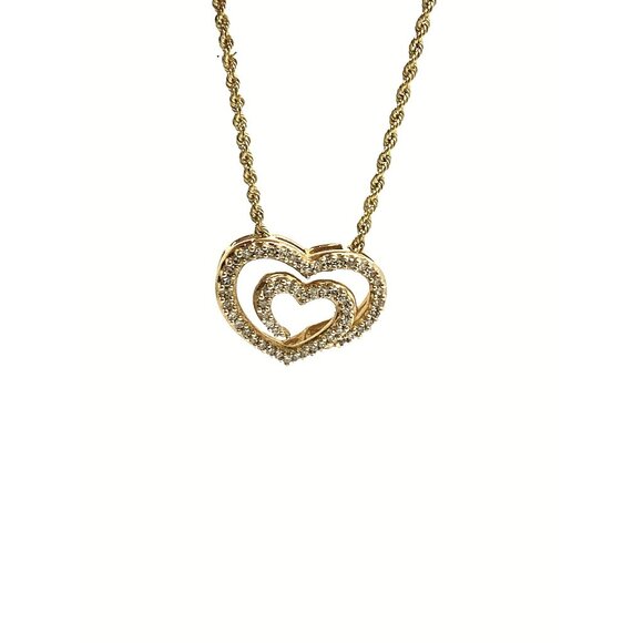 Heart Shape Pendant 0.20ctw Diamond 14k Yellow Gold Women's Rope Necklace 18'' - Picture 8 of 13